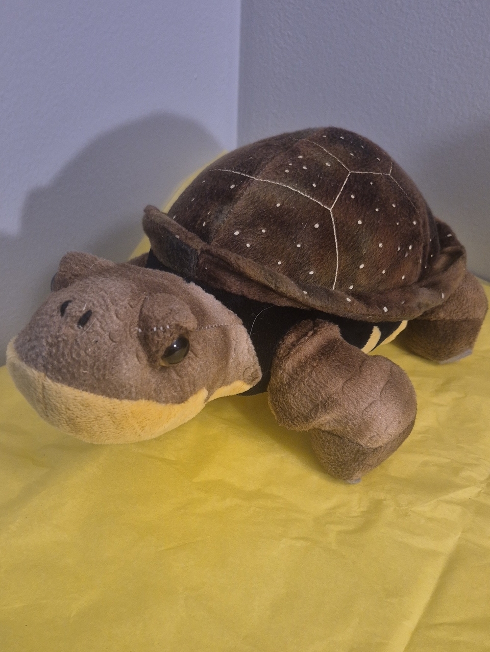 Brown Plush Turtle with Spotted Shell